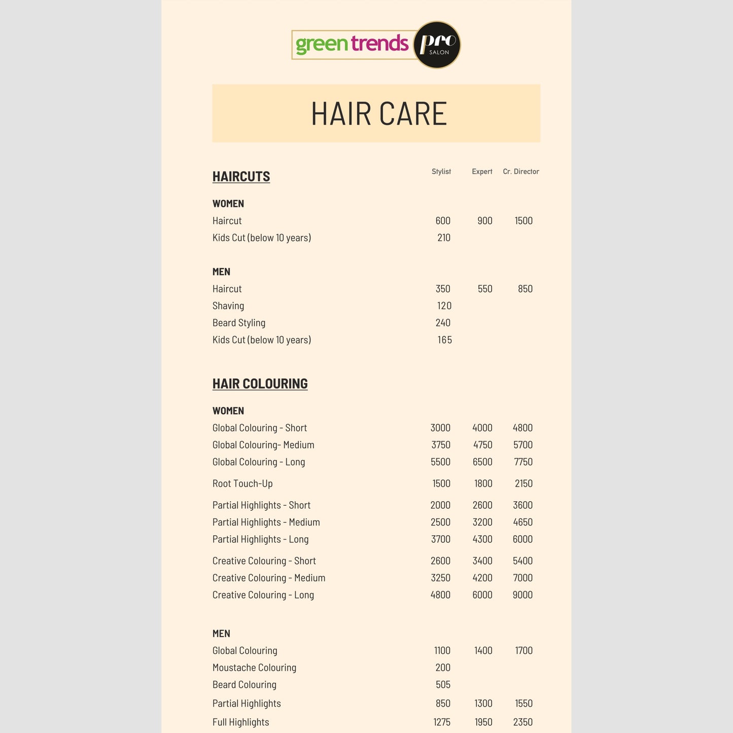 rate cards